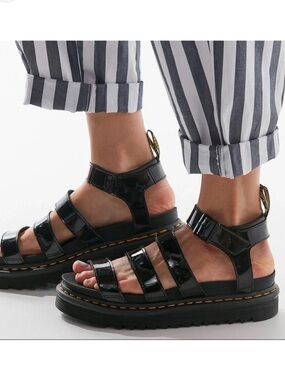 Dr. Martens Blaire Black Patent Platform Gladiator Sandals Women’s Size 8
